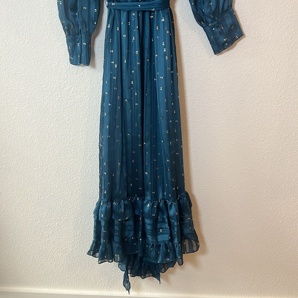 NWT Misa Los Angeles Gabriella Asymmetric Striped Wrap Midi Dress Size XS - Picture 6 of 10